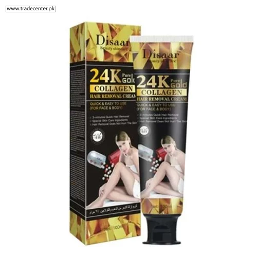 24k Gold Collagen Hair Removal Cream, Gentle Hair Reducing Painless Depilatory for Underarm Cream