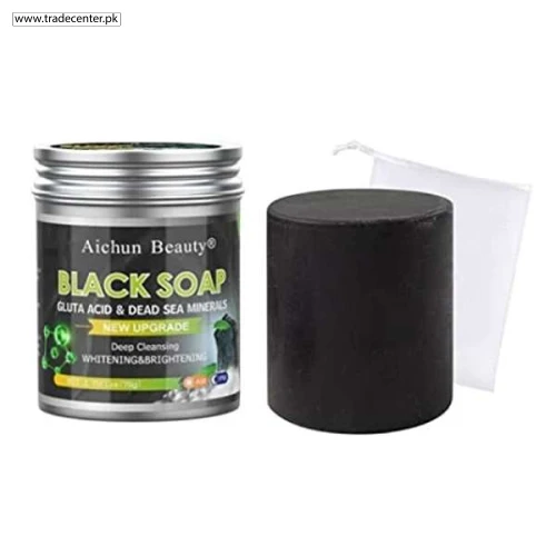 AICHUN BEAUTY Black Soap Gluta Acid Dead Sea Mud Minerals Deep Cleansing Acne